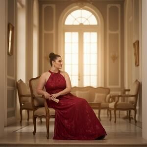 SLNY Women’s Size 18 Red Sleeveless Halter Evening Gown NWT Zip Back